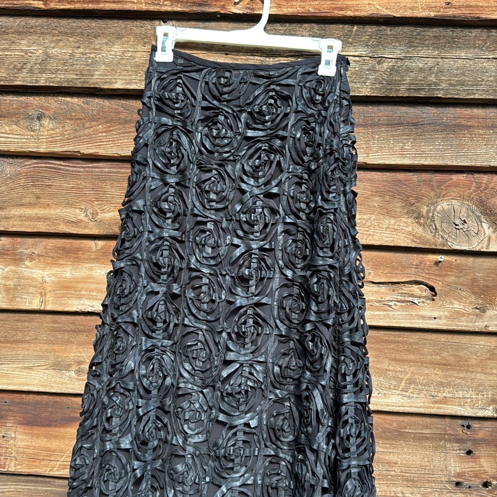 Javier Simorra made in Spain Chic Black Textured Maxi Skirt fully lined - Picture 2 of 8
